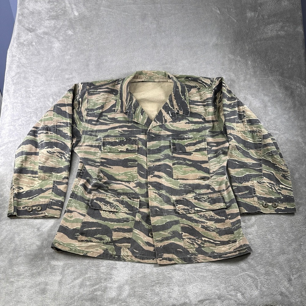 Vintage Tru-Spec Tiger Stripe Camo Jacket Mens L Regular Vietnam Jungle BDU 90s